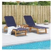 Image de Chaises longues lot de 2 et table bleu foncé bois massif acacia3214218