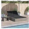 Image de Chaise longue double avec coussins gris clair résine tressée 368633