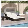Image de Chaise longue double avec auvent et coussins marron poly rotin 368638