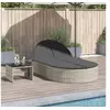 Image de Chaise longue double avec coussins gris clair résine tressée