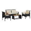 Image de Ensembles de bancs, canapés et tables de jardin resine tressee noir 4 pieces 75 x 75 3 personnes