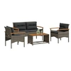 Image de Ensembles de bancs, canapés et tables de jardin resine tressee gris 4 pieces 3 personnes
