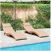 Image de Lot de 2 chaise longue beige en acacia L. 55 cm H. 65 cm pliable