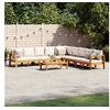Image de Salon de jardin modulable bois massif beige 6 pieces 100.0 x 50 x 27 5 personnes