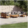 Image de Salon de jardin modulable bois massif gris 8 pieces 6 personnes
