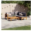 Image de Salon de jardin modulable gris 4 pieces 3 personnes 100.0 x 50 x 27 cm bois massif