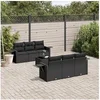 Image de Salon de jardin modulable resine tressee 7 pieces noir 55 x 62 x 69 cm 2 personnes