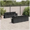 Image de Salon de jardin modulable 8 personnes resine tressee noir 55 x 62 x 69 cm 9 pieces