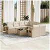 Image de Salon de jardin modulable - Pack de 9 pièces - Résine tressée, beige, table pliante