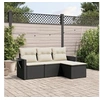 Image de Salon de Jardin avec Coussins 4 pcs, Canapés de Terrasse, Ensemble de Meubles de Patio, Mobilier d'Extérieur, Noir 3220065