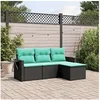 Image de Salon de jardin modulable - Lot de 4 pièces - Résine tressée - Noir - Table pliante - 1 table 2 canapés - 55 x 62 x 69 cm