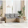 Image de Salon de jardin modulable resine tressee beige 4 pieces 4 personnes