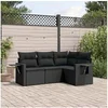 Image de Salon de Jardin avec Coussins 4 pcs, Canapés de Terrasse, Ensemble de Meubles de Patio, Mobilier d'Extérieur, Noir 3220104