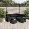 Image de Salon de jardin modulable rotin 5 personnes noir 62 x 62 x 69 cm 6 pieces