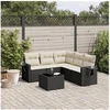 Image de Salon de Jardin avec Coussins 6 pcs, Canapés de Terrasse, Ensemble de Meubles de Patio, Mobilier d'Extérieur, Noir 3220155