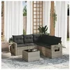 Image de Salon de jardin modulable resine tressee gris 6 pieces 62.0 x 62 x 69