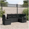 Image de Salon de Jardin avec Coussins 5 pcs, Canapés de Terrasse, Ensemble de Meubles de Patio, Mobilier d'Extérieur, Noir 3220164