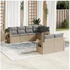 Image de Salon de Jardin avec Coussins 7 pcs, Canapés de Terrasse, Ensemble de Meubles de Patio, Mobilier d'Extérieur, Beige 3220408