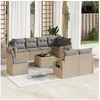 Image de Salon de jardin modulable 9 pieces rotin beige 62 x 62 x 69 cm