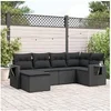 Image de Salon de Jardin avec Coussins 6 pcs, Canapés de Terrasse, Ensemble de Meubles de Patio, Mobilier d'Extérieur, Noir 3220454