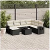 Image de Salon de Jardin avec Coussins 8 pcs, Canapés de Terrasse, Ensemble de Meubles de Patio, Mobilier d'Extérieur, Noir 3220505