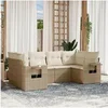 Image de Salon de Jardin avec Coussins 6 pcs, Canapés de Terrasse, Ensemble de Meubles de Patio, Mobilier d'Extérieur, Beige 3220577