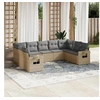 Image de Salon de Jardin avec Coussins 9 pcs, Canapés de Terrasse, Ensemble de Meubles de Patio, Mobilier d'Extérieur, Beige 3220598