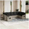 Image de Salon de Jardin avec Coussins 9 pcs, Canapés de Terrasse, Ensemble de Meubles de Patio, Mobilier d'Extérieur, Gris 3220601