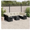 Image de Salon de Jardin avec Coussins 10 pcs, Canapés de Terrasse, Ensemble de Meubles de Patio, Mobilier d'Extérieur, Noir 3220605