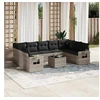 Image de Salon de Jardin avec Coussins 10 pcs, Canapés de Terrasse, Ensemble de Meubles de Patio, Mobilier d'Extérieur, Gris 3220611