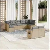 Image de Salon de Jardin avec Coussins 9 pcs, Canapés de Terrasse, Ensemble de Meubles de Patio, Mobilier d'Extérieur, Beige 3220618