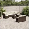 Image de Salon de jardin modulable - Lot de 10 pièces - 1 table pliante, 2 canapés - Résine tressée marron - 9 personnes