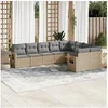 Image de Salon de Jardin avec Coussins 9 pcs, Canapés de Terrasse, Ensemble de Meubles de Patio, Mobilier d'Extérieur, Beige 3220638