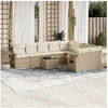 Image de Salon de Jardin avec Coussins 10 pcs, Canapés de Terrasse, Ensemble de Meubles de Patio, Mobilier d'Extérieur, Beige 3220647