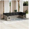Image de Salon de Jardin avec Coussins 10 pcs, Canapés de Terrasse, Ensemble de Meubles de Patio, Mobilier d'Extérieur, Gris 3220671
