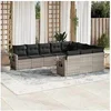 Image de Salon de Jardin avec Coussins 10 pcs, Canapés de Terrasse, Ensemble de Meubles de Patio, Mobilier d'Extérieur, Gris 3220691