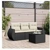 Image de Salon de jardin 4 pcs avec coussins noir résine tressée 3221065