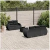 Image de Salon de jardin 6 pcs avec coussins noir résine tressée 3221094
