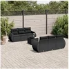 Image de Salon de jardin 7 pcs avec coussins noir résine tressée 3221104