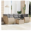Image de Salon de jardin modulable 7 pieces - Rotin beige - Table fixe - 62 x 62 x 69 cm