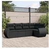 Image de Salon de Jardin avec Coussins 5 pcs, Canapés de Terrasse, Ensemble de Meubles de Patio, Mobilier d'Extérieur, Noir 3221324