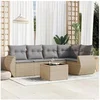Image de Salon de Jardin avec Coussins 6 pcs, Canapés de Terrasse, Ensemble de Meubles de Patio, Mobilier d'Extérieur, Beige 3221338
