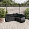 Image de Salon de Jardin avec Coussins 5 pcs, Canapés de Terrasse, Ensemble de Meubles de Patio, Mobilier d'Extérieur, Noir 3221344
