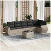 Image de Salon de jardin modulable resine tressee gris 7 pieces x 71 x 69