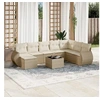 Image de Salon de Jardin avec Coussins 9 pcs, Canapés de Terrasse, Ensemble de Meubles de Patio, Mobilier d'Extérieur, Beige 3221767