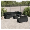 Image de Salon de jardin modulable 10 pieces noir 9 personnes 62 x 62 x 69 cm resine tressee