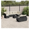 Image de Salon de Jardin avec Coussins 10 pcs, Canapés de Terrasse, Ensemble de Meubles de Patio, Mobilier d'Extérieur, Noir 3221825