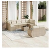 Image de Salon de Jardin avec Coussins 10 pcs, Canapés de Terrasse, Ensemble de Meubles de Patio, Mobilier d'Extérieur, Beige 3221827