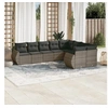 Image de Salon de jardin 9 pcs avec coussins gris résine tressée