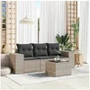 Image de Salon de Jardin avec Coussins 4 pcs, Canapés avec Dossier, Ensemble de Meubles, Mobilier de Terrasse Patio, Gris 3222271